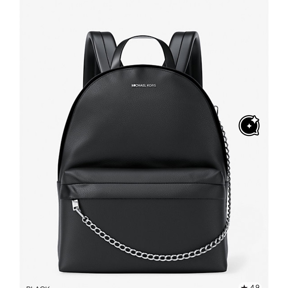 Michael Kors Black Pebbled Leather Backpack Chain Detail Designer Bag